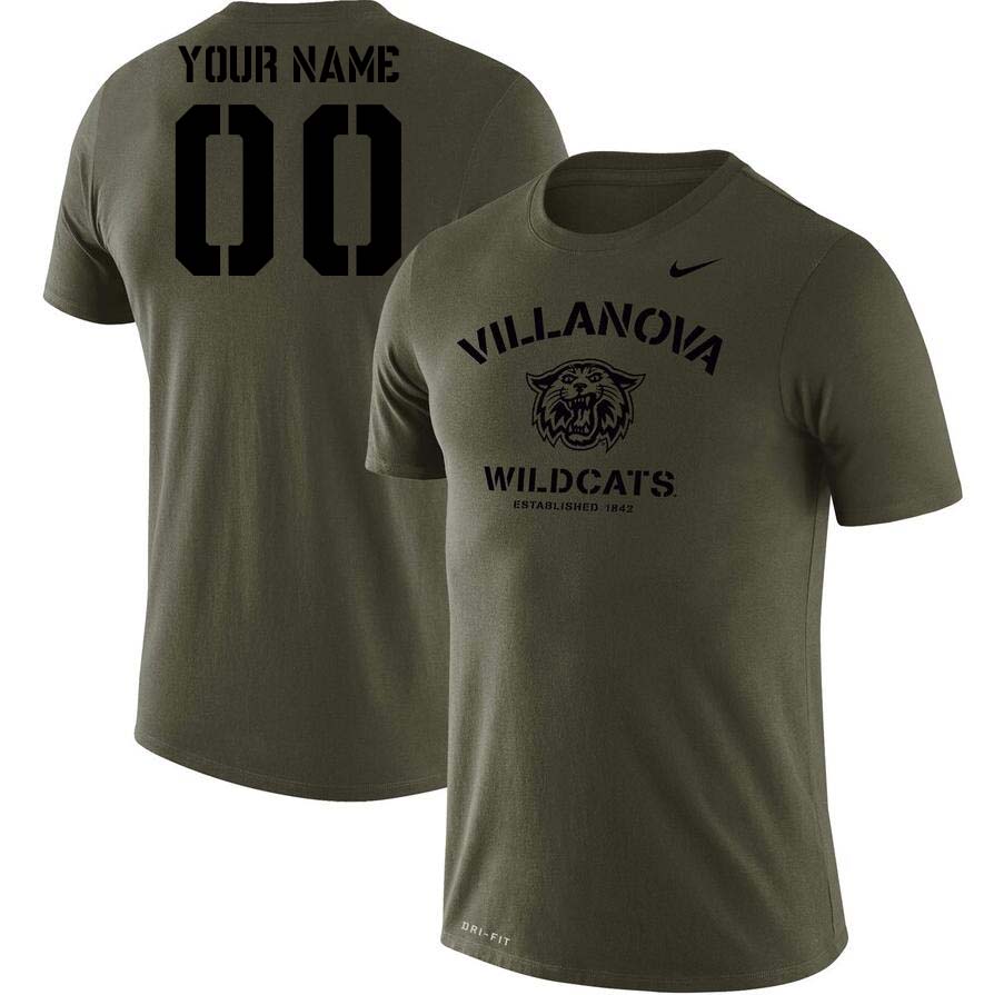 Custom Villanova Wildcats Name And Number College Tshirt-Olive